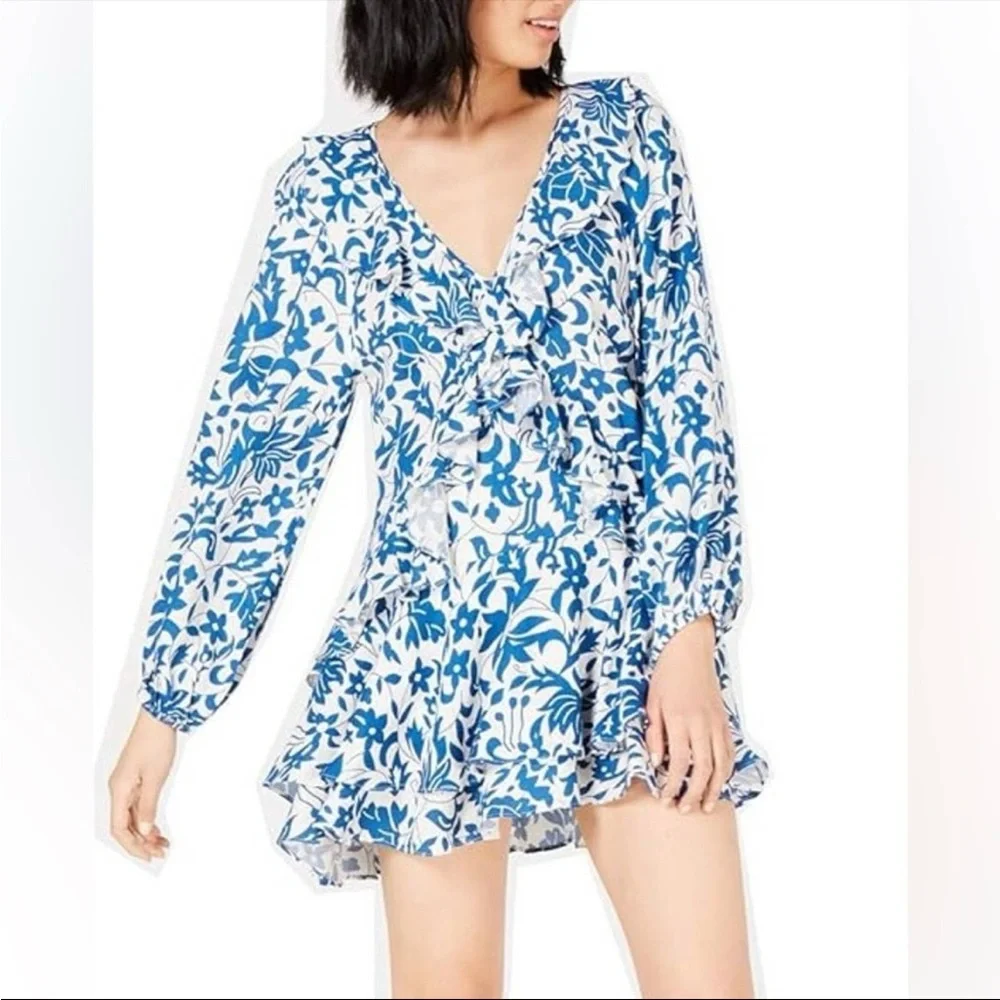 Free people Rebecca floral print mini dress in blue